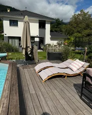 Sonnenliege mit Kissen LUINO Akazienholz Grau_978908