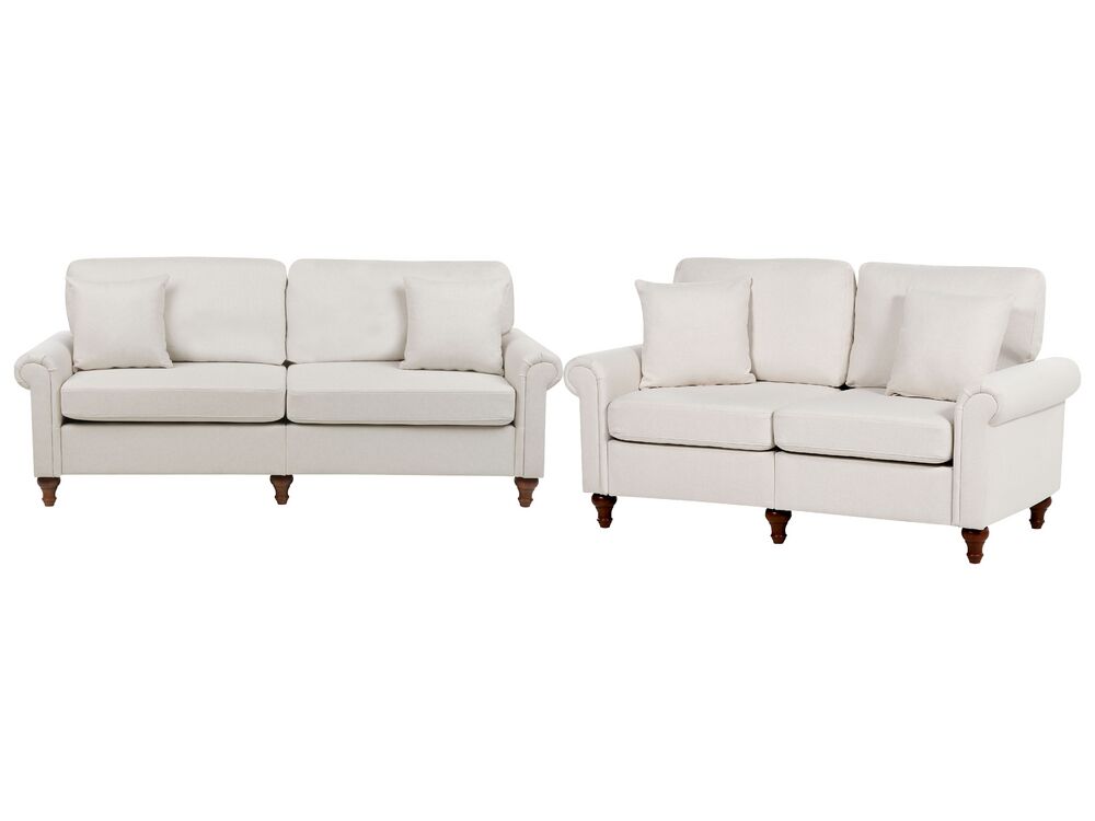 Living Room Set 5 Seater GINNERUP Fabric Light Beige