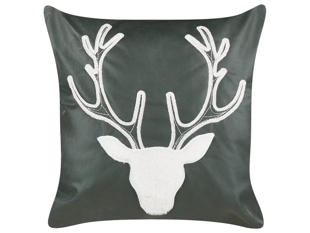 Dekokissen 2er Set BICOCCA 45 x 45 cm Samtstoff Dunkelgrün Weihnachtsmotiv_882651