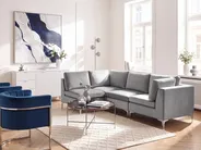 Modular Corner Sofa 4 Seater EVJA Velvet Grey Right Hand_789005
