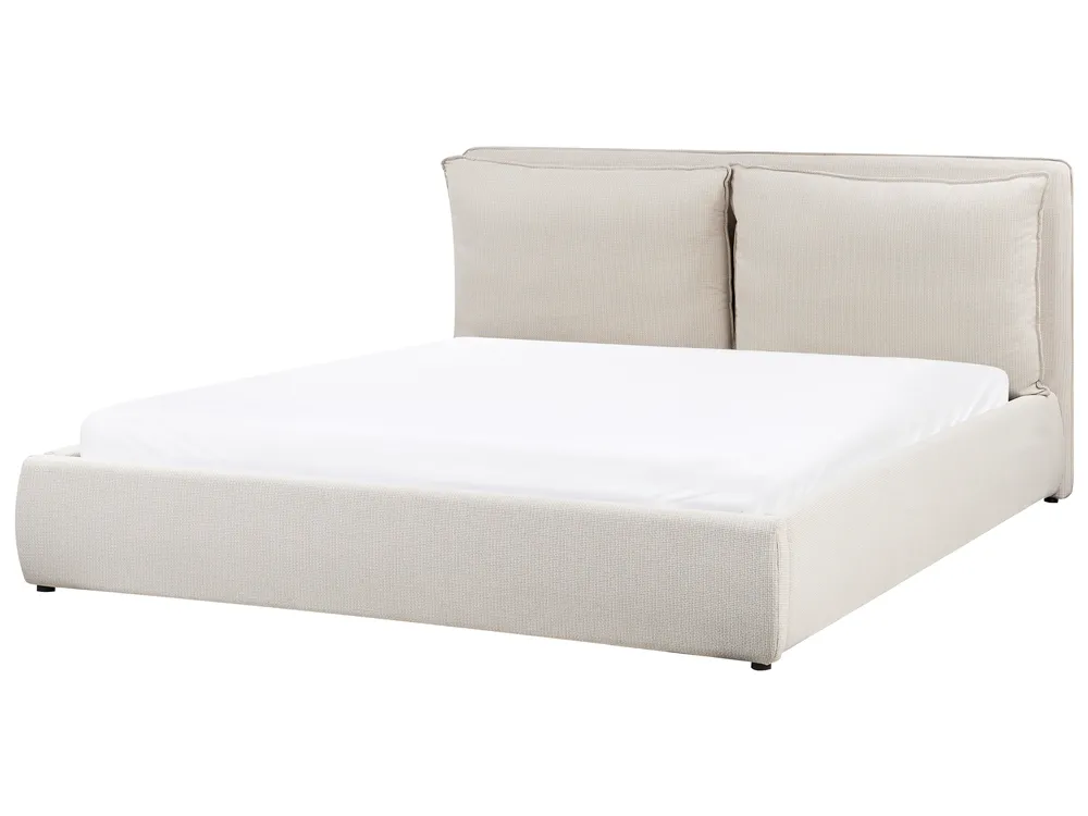 Bett mit Stauraum BAJONNA Stoff Beige 180 x 200 cm_970681