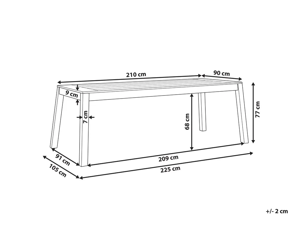 Gartentisch LIVORNO 210 cm 90 cm Akazienholz Braun_796804