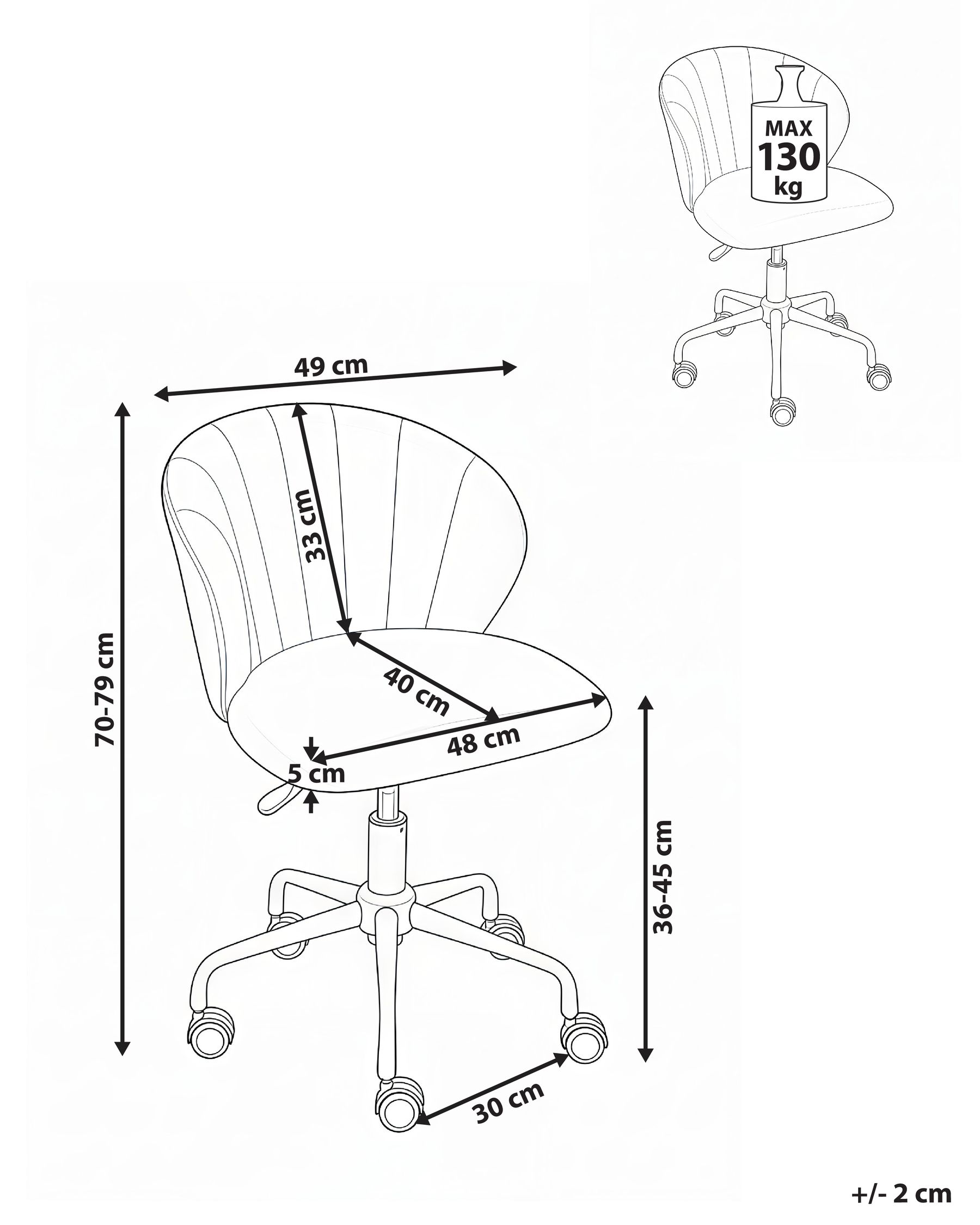 Schreibtischstuhl CHEERFUL Samtstoff Cremeweiß_1024986