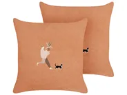 Set of 2 Decorative Cushions MARIGOLD 45 x 45 cm Orange Solid_953463