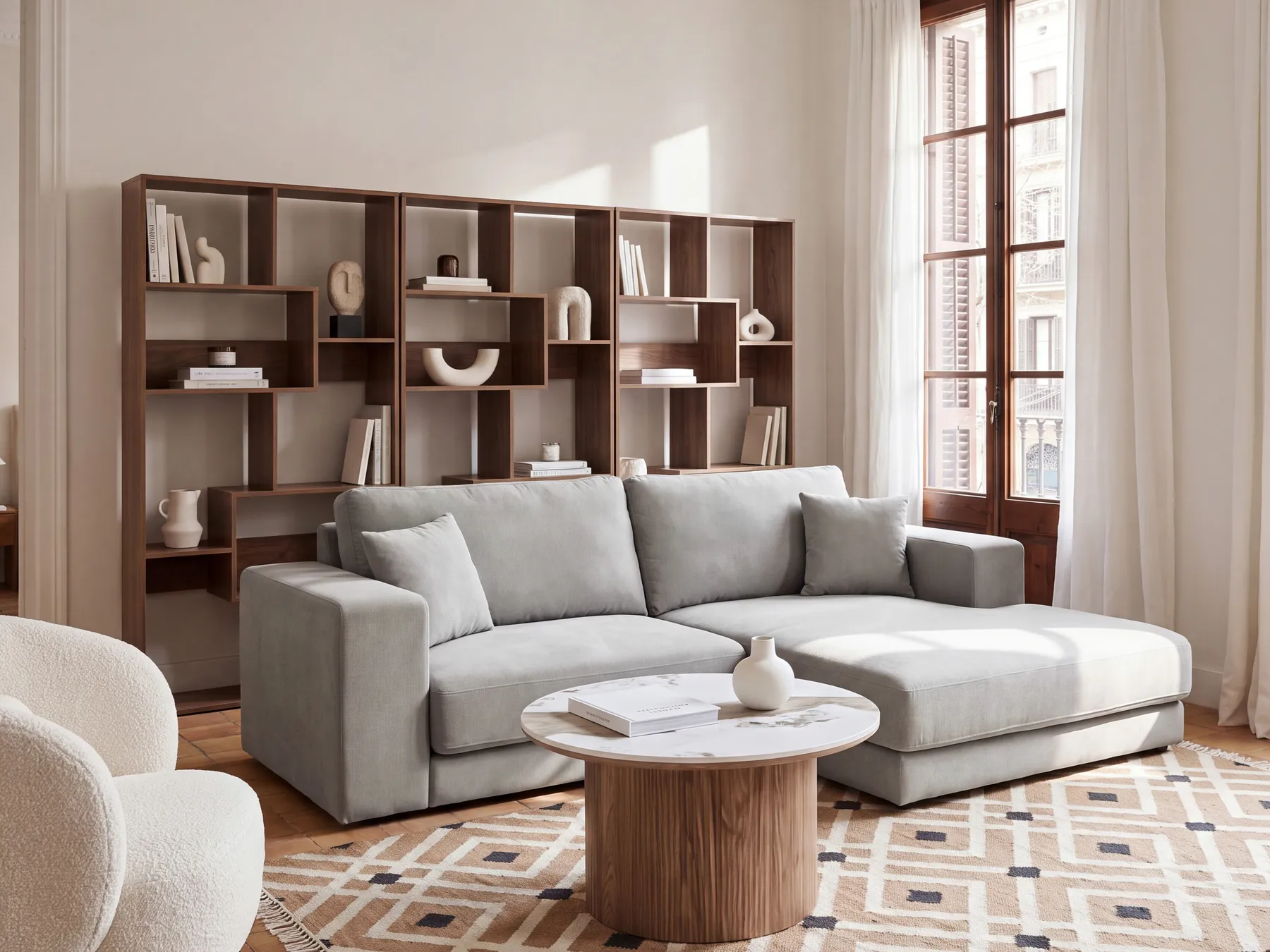 Corner Sofa 3 Seater LOFOTEN Fabric Light Grey Left Hand_900456