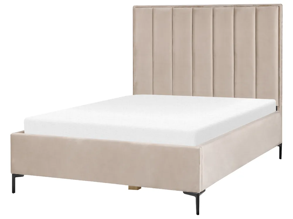 Bett mit Stauraum SEZANNE Samtstoff Taupe 140 x 200 cm_892495