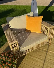 Garden Lounge Set with Table 4 Seater CALASETTA PE Rattan Beige Left Hand_1018225