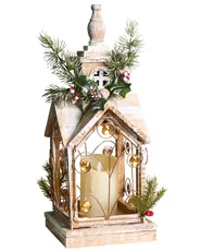 LED Laterne SYVANSI 46 cm Weihnachtsmotiv Hellbraun_1028120