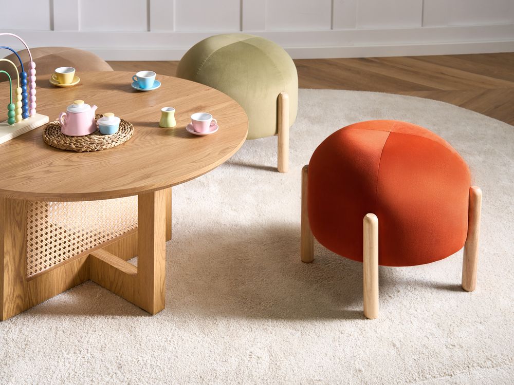 Footstool HELEN Velvet Orange