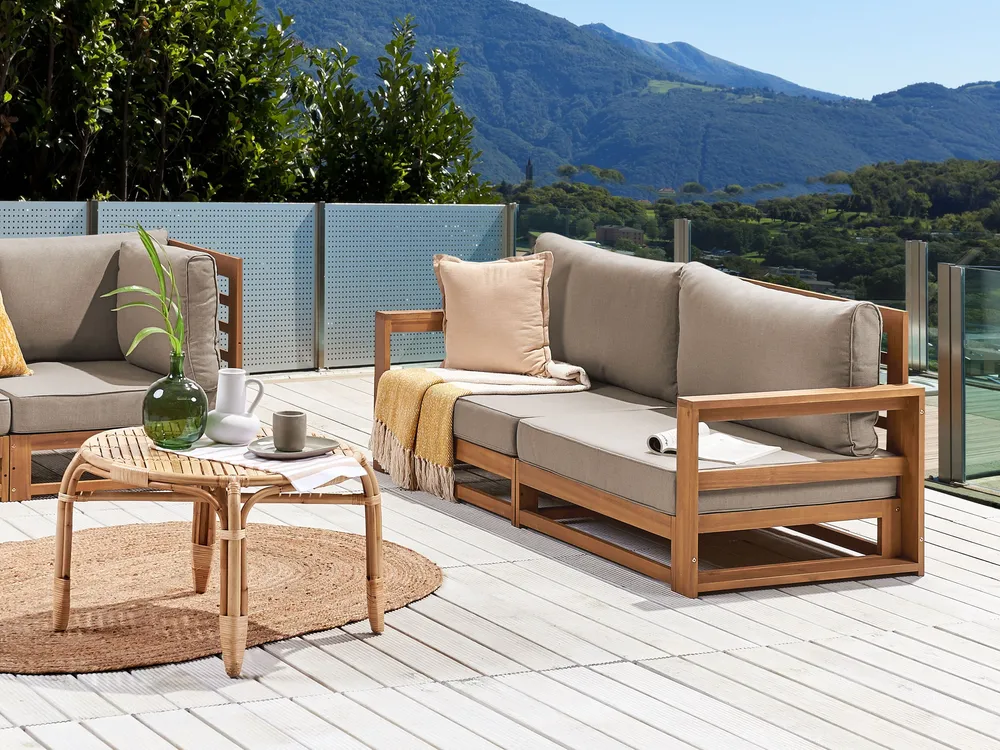 Gartensofa 2-Sitzer TIMOR modular zertifiziertes Akazienholz Hellbraun_906330