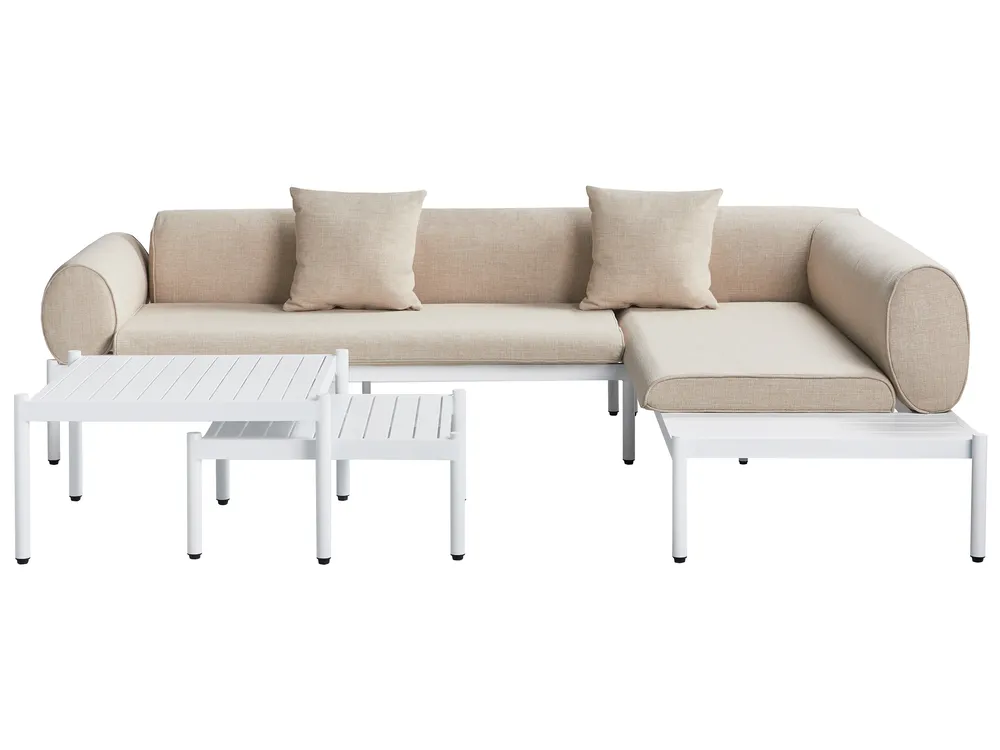 Garten Ecksofa mit Tisch 5-Sitzer RASIGLIA Metall Beige linksseitig