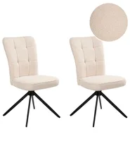 Esszimmerstuhl 2er Set drehbar RYAN Bouclé Hellbeige_1042453