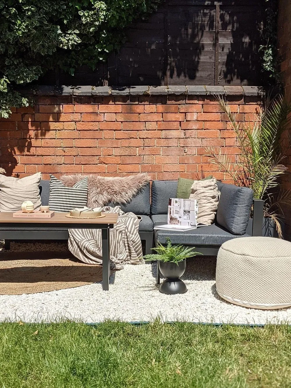 Garten Ecksofa mit Tisch 5-Sitzer MESSINA Metall Schwarz linksseitig_810287