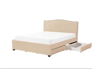 Bett mit Schubladen MONTPELLIER Stoff Beige 160 x 200 cm_754240