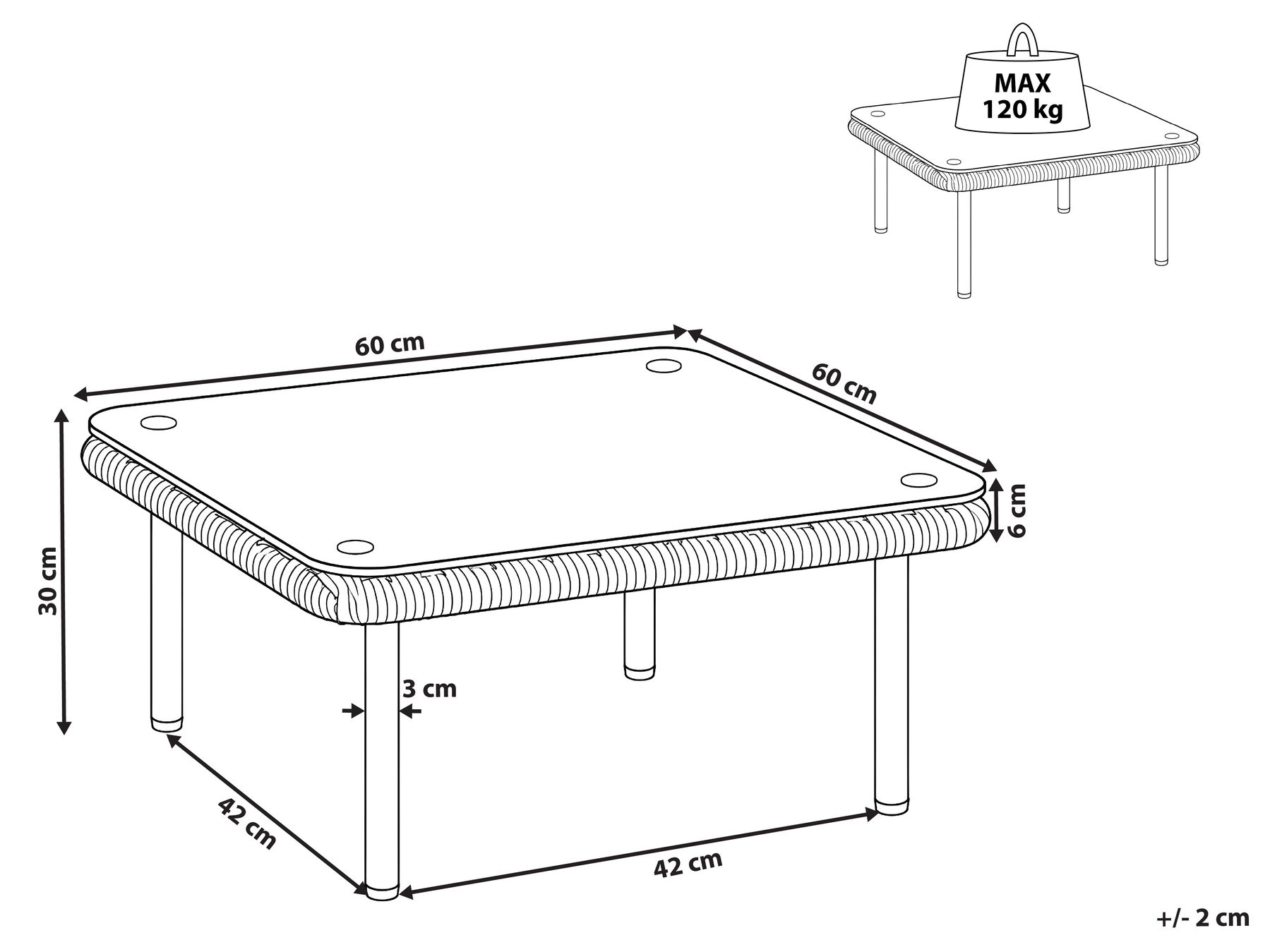 Couchtisch BAUCINA 60 cm 60 cm Hellbraun_1116943