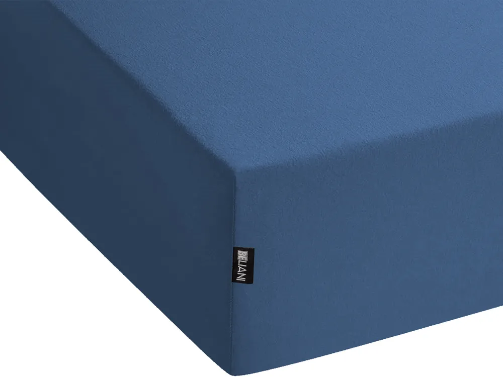 Spannbettlaken JANBU 160 x 200 cm Baumwolle Marineblau_845234