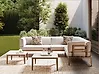 Garten Ecksofa mit Tisch 6-Sitzer RIMA modular Metall Hellbeige linksseitig
