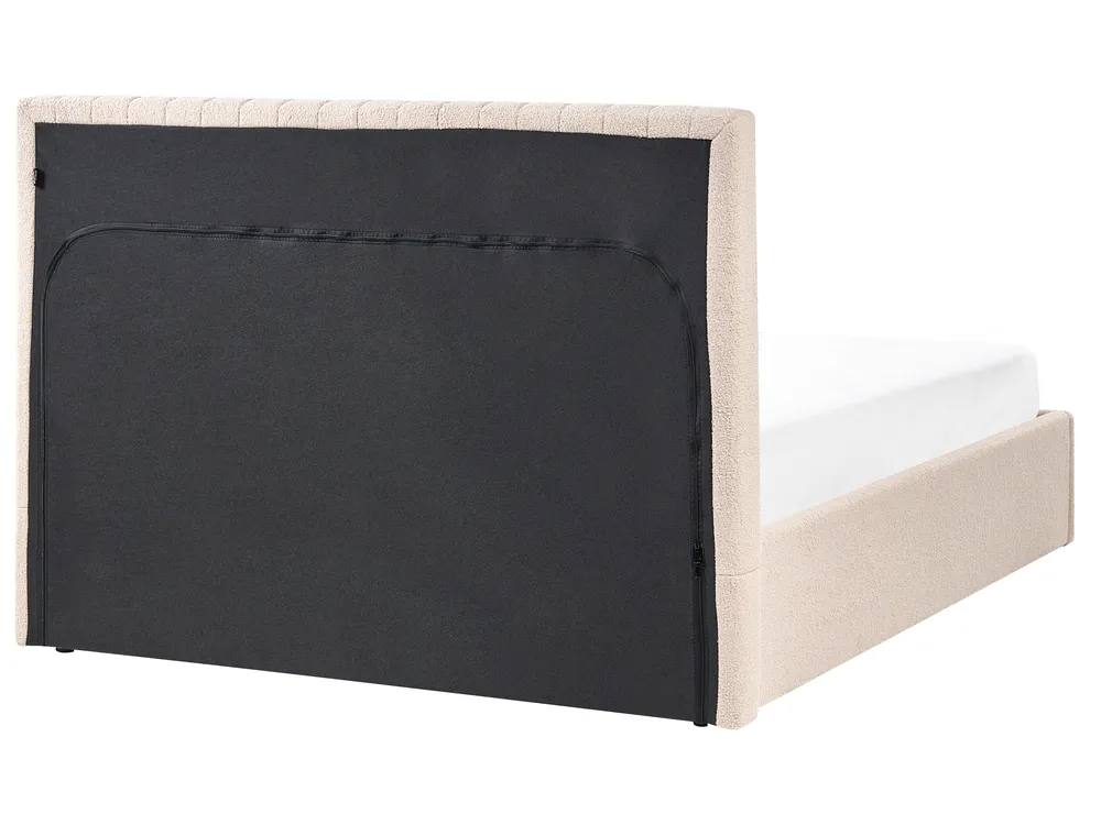 Bett mit Stauraum VION Bouclé Beige 140 x 200 cm_1042699