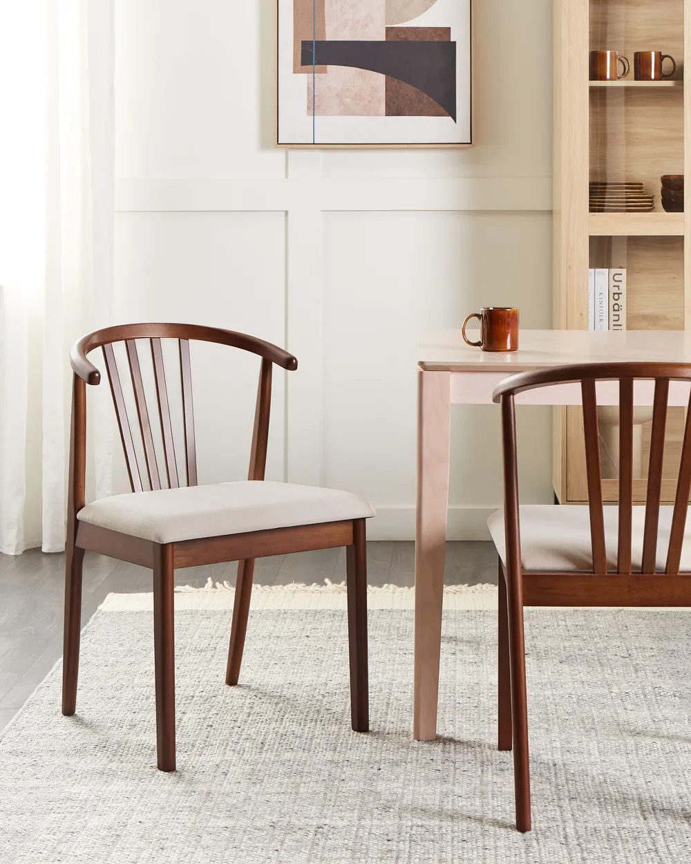 Esszimmerstuhl 2er Set CRAIG Holz Dunkelbraun / Beige