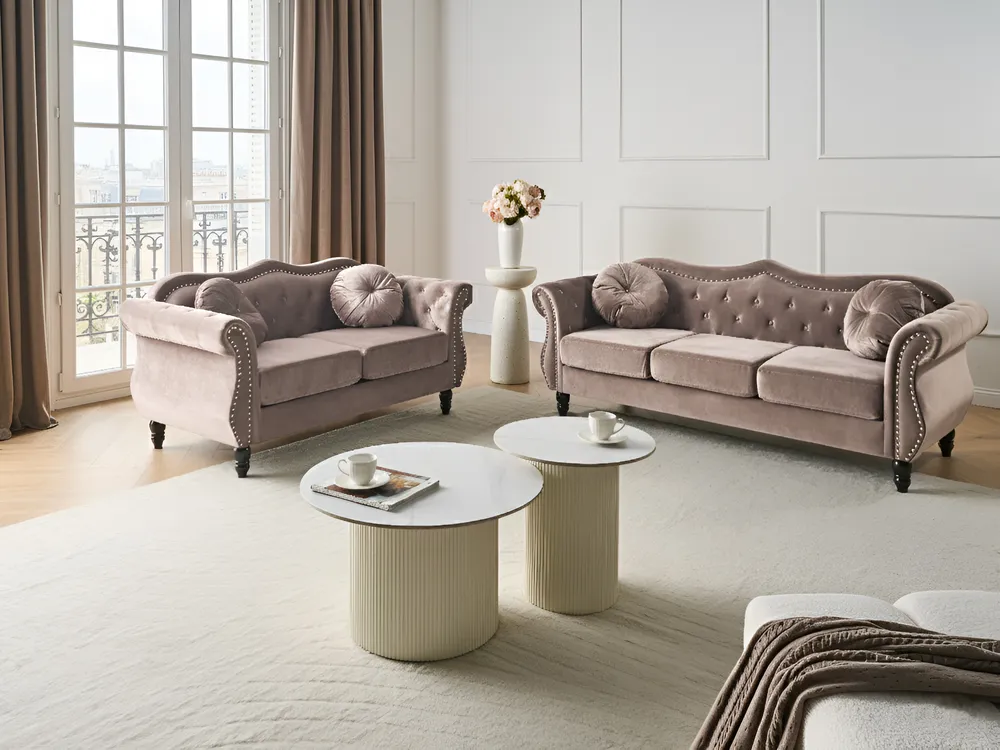 Sofa 3-Sitzer SKIEN Samtstoff Taupe_1034446