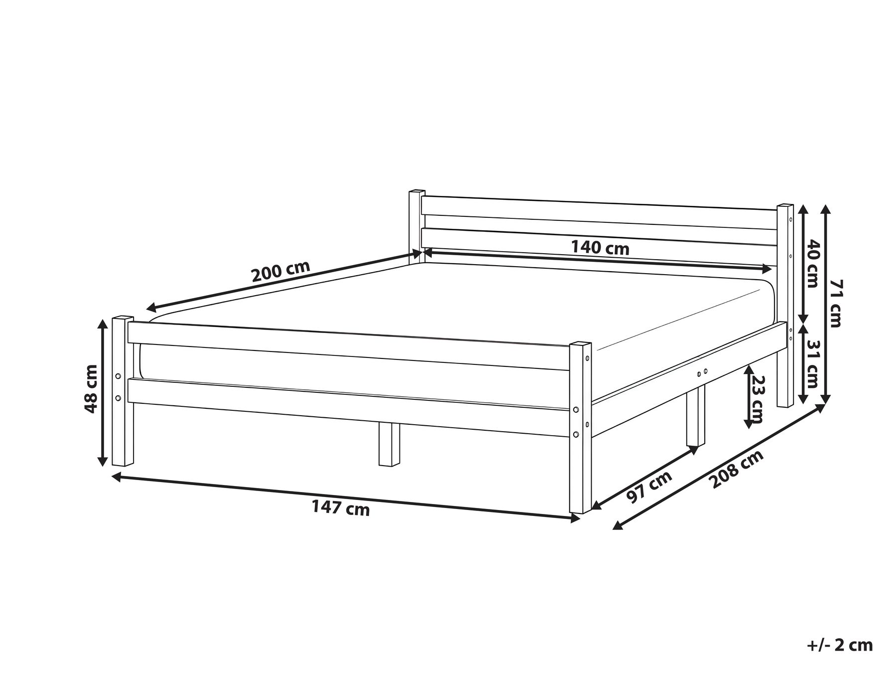 Bed Pine Wood ECHALLON 140 x 200 cm (EU Double) Light Brown_1113319
