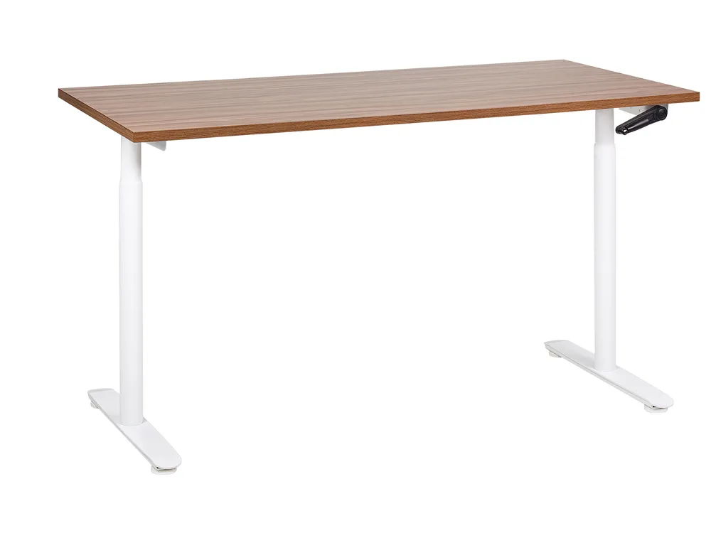 Schreibtisch manuell höhenverstellbar DESTINAS 160 cm 72 cm Braun / Weiß