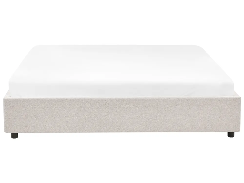Bett mit Schubladen ohne Kopfteil PRADES Stoff Hellbeige 180 x 200 cm_996151