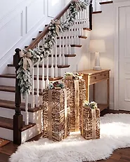 Weihnachtsdekoration 3er Set LED NAKILLA 64/54/42 cm Weihnachtsgeschenke Braun_1179701