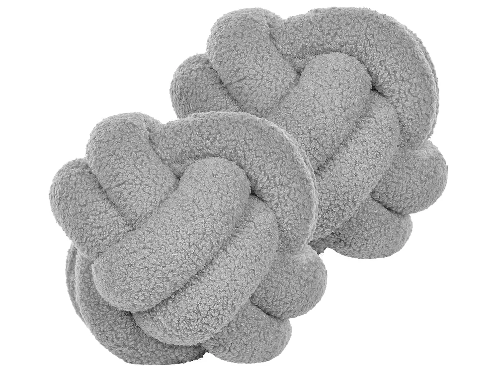Dekokissen 2er Set MALNI 19 x 19 cm Bouclé Grau Ohne Muster