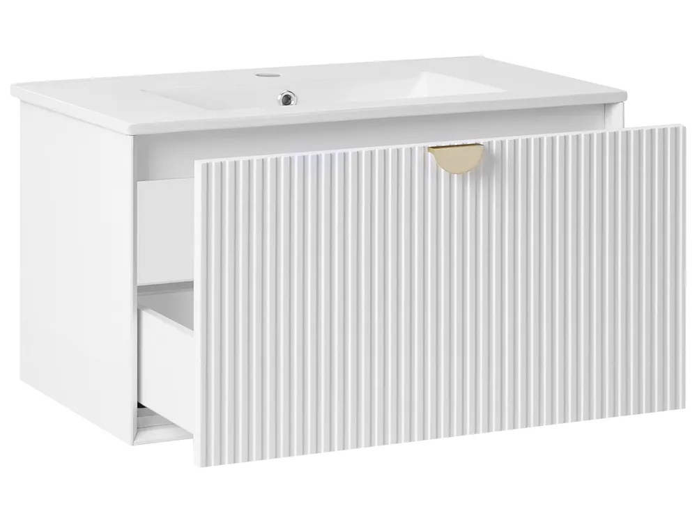 Wandmontierter Waschbeckenunterschrank mit Waschbecken BONAIRE Weiß_1005963