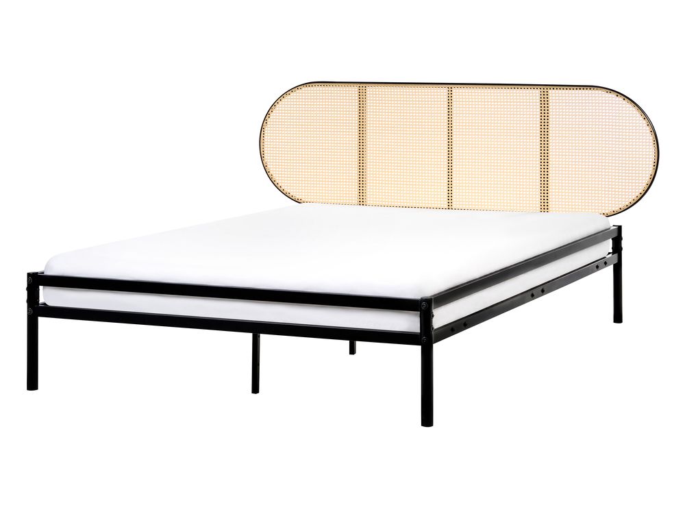 Bett mit Lattenrost Polyrattan BOULIN 140 x 200 cm Schwarz
