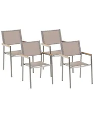 Gartenstuhl 4er Set GROSSETO Edelstahl Beige_818404