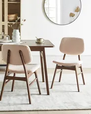Set of 2 Dining Chairs ELAINE Boucle Dark Brown/ Beige_952255