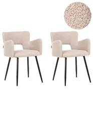 Set of 2 Dining Chairs SANILAC Boucle Beige_1045984