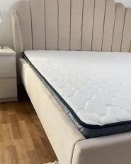 Bed Velvet AMBILLOU 180 x 200 cm (EU Super King) Light Beige_920594
