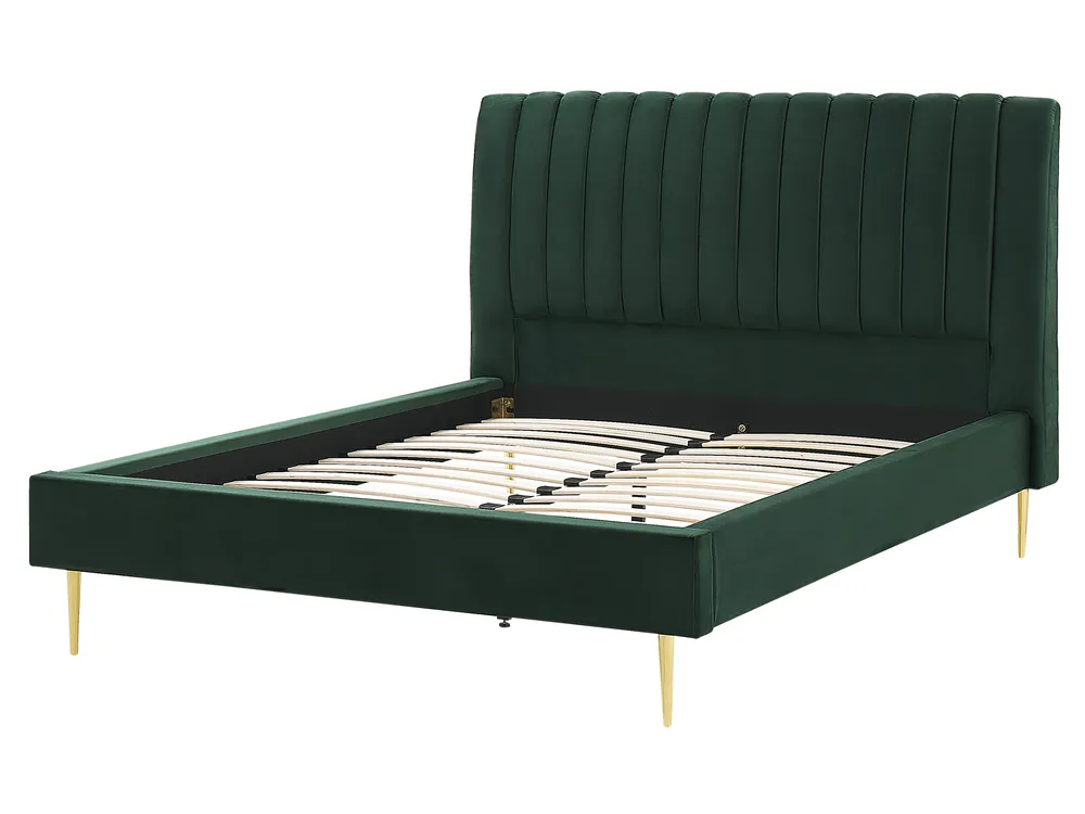 Bett mit Lattenrost Samtstoff MARVILLE 160 x 200 cm Smaragdgrün_836020