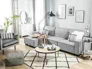 Corner Sofa Bed 3 Seater ROMEDAL Fabric Light Grey Right Hand_748906