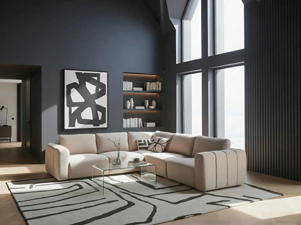 Modul Ecksofa 5-Sitzer KIVVIK Bouclé Beige linksseitig