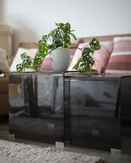 Set of 2 Side Tables KENDALL Tempered Glass Black_985070