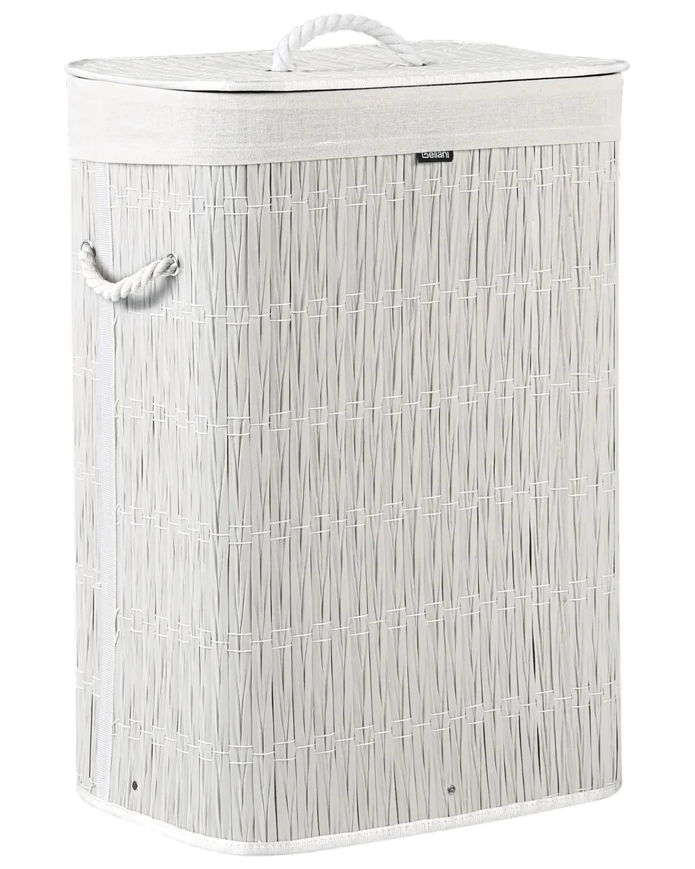 Laundry Basket with Lid TRANCURA Fabric White 72 L - Beliani.ro