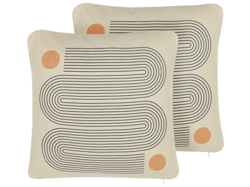 Dekokissen 2er Set CALIBRACHOA 45 x 45 cm Weiß Geometrisches Muster