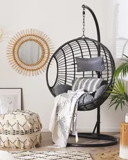 Hanging Chair with Stand ASPIO PE Rattan Black_763710