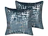 Dekokissen 2er Set GARDENIA 45 x 45 cm Samtstoff Blau Abstraktes Muster