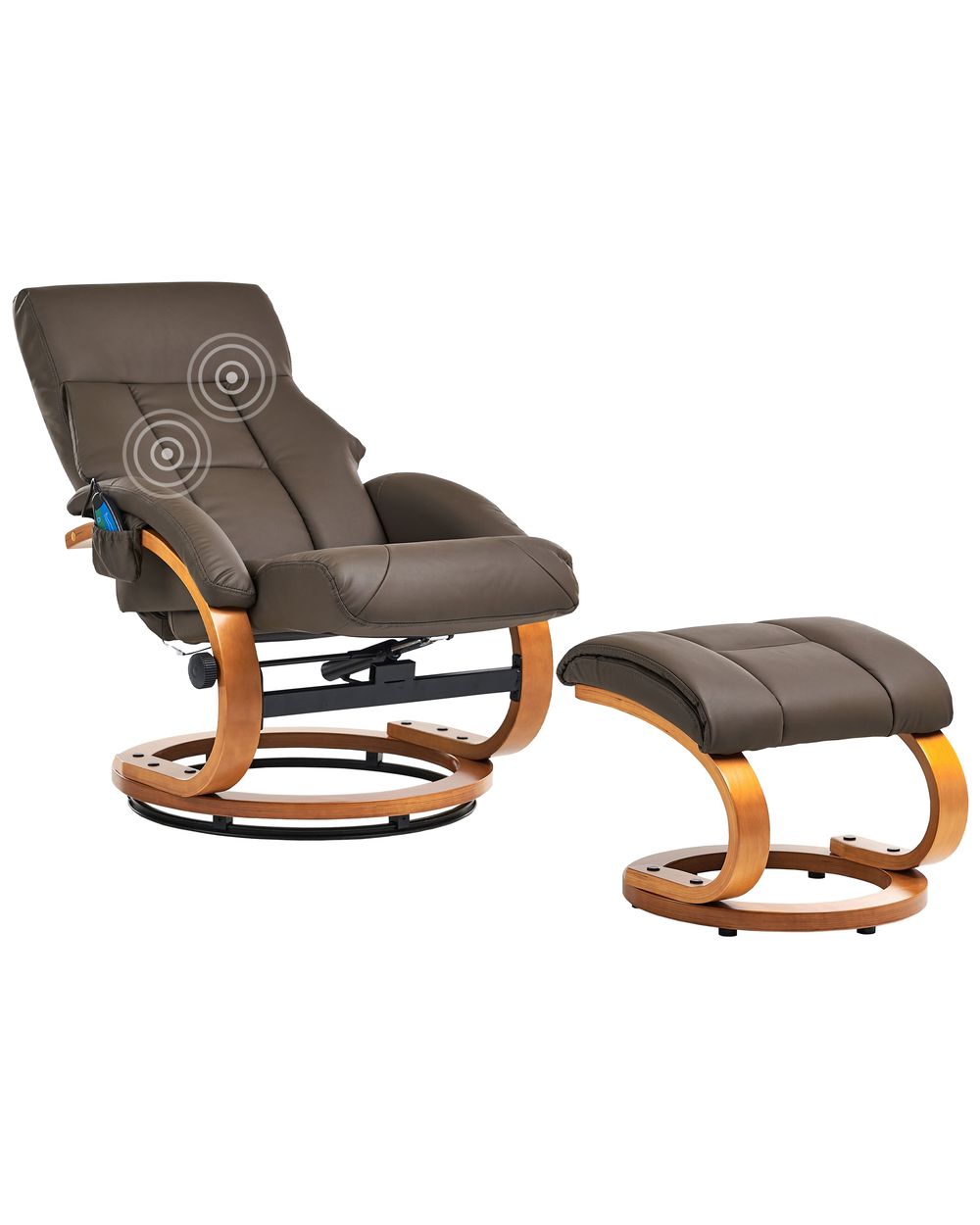 Massage Chair FORCE with Footstool Faux Leather Dark Brown