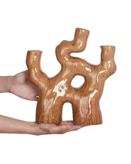 Blumenvase BARBUS 31 cm Steinzeug Braun_935274