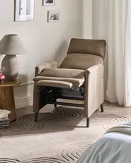 Recliner Chair SELVIK with Footrest Fabric Brown_1039018