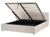 Bed met opbergruimte LAURESSES Stof Lichtbeige 160 x 200 cm