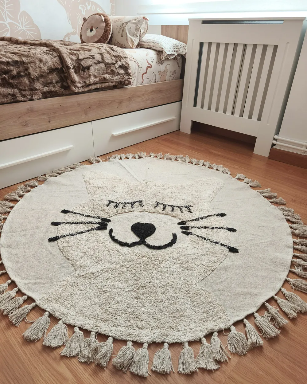 Kinderteppich ETSERI Beige ø 120 cm Baumwolle_982599