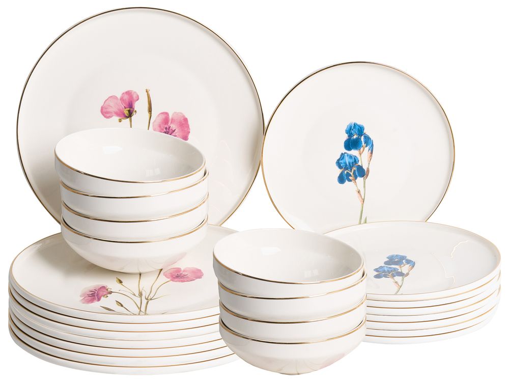 Set of 24 Dinnerware HYSSOP Porcelain White