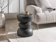 Beistelltisch FALIRO 37 cm 37 cm Terrazzo Optik Schwarz_1043475